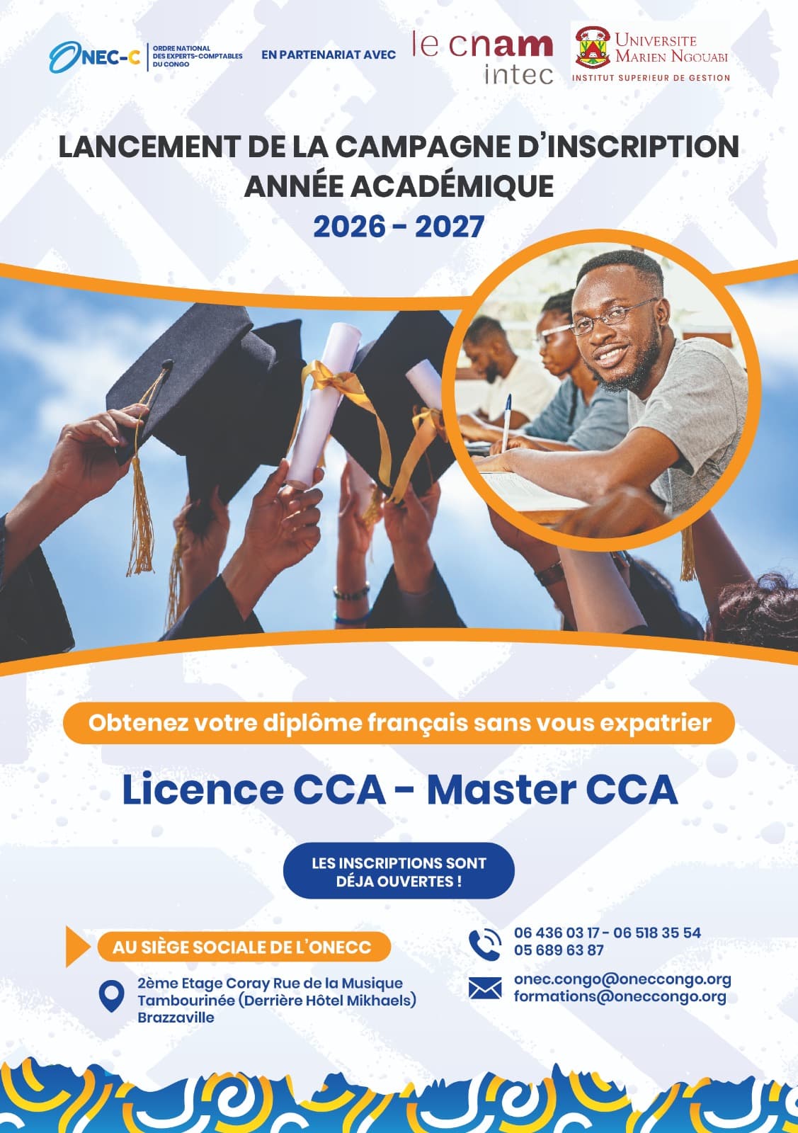 Lancement de la campagne d'inscription 2026-2027 : Licence CCA et Master CCA avec le CNAM INTEC